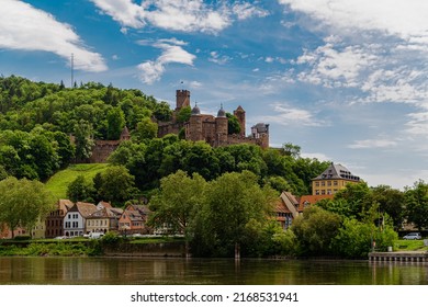 Panoramic landscape photo about Wertheim city with burg wertheim medieval castle. 
