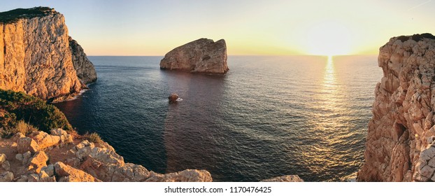 Panoramic Landscape At Sunset - Capo Caccia, Alghero, Sardinia, Italy