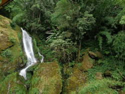 Panoramic Landscape View Of Butterfly Waterfalls Or Seven Sister Waterfalls That Changes Direction Seven Times. Surrounded By Lush Forest, It Is A Famous Tourist Place Near Gangtok In Sikkim, India
