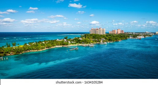 Panoramic landscape view Paradise Island  Nassau  Bahamas 