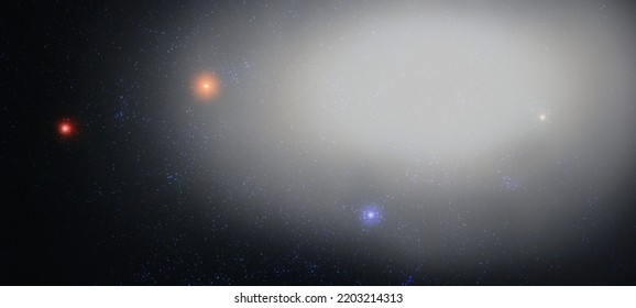 panoramic looking into deep space. Dark night sky full of stars. The nebula in outer space. Secrets of deep space.