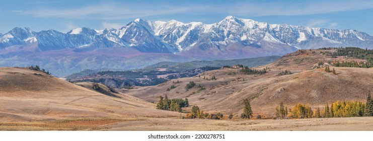 Panoramic mountain landscape, autumn day, Altai - Shutterstock ID 2200278751