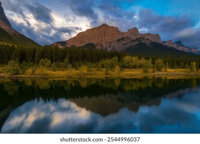 Panoramic mountain reflections on Quarry Lake park - Powered by Shutterstock