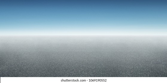 Panoramic New Asphalt Road And Clear Blue Sky