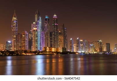 Panoramic Night View Dubai Marina Skyscrapers Stock Photo 564047542 ...