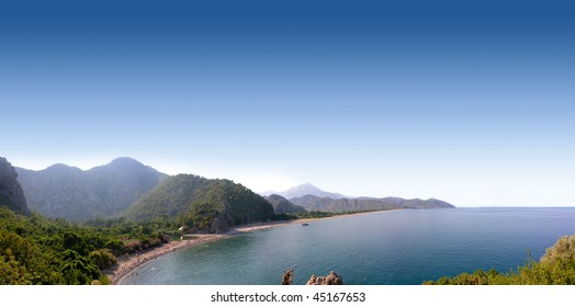 Panoramic Olympos Beach. Antalya, Turkey