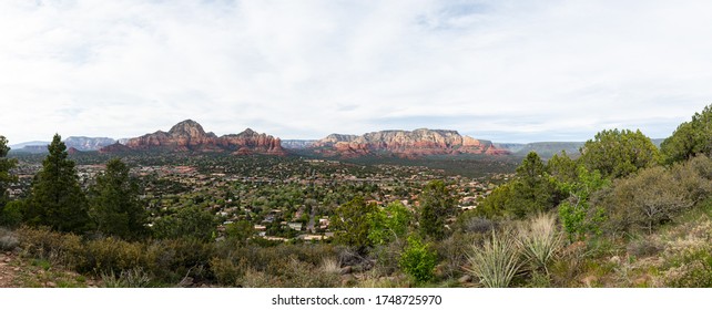 Panoramic Overlook Of Sedona Arizona With Capitol Butte, Coffeepot Rock And Wilson Mountain