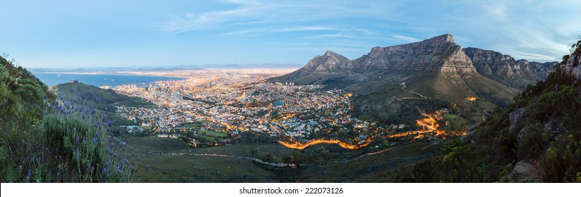 Panoramic photo of Cape Town at dusk from Lion's Head - landscape exterior
