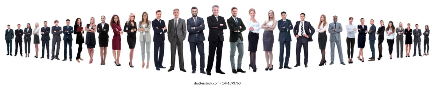 Panoramic Photo Of A Group Of Confident Business People.