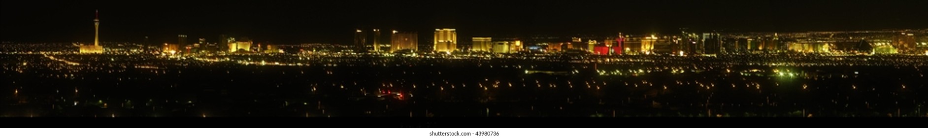 Panoramic Photo Of Las Vegas In 2008 At Night.