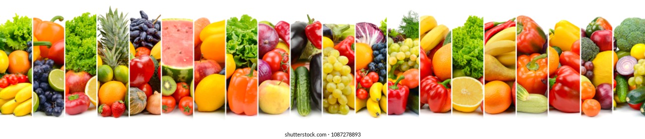 Panoramic Photo Vegetables Fruits Frame Vertical Stock Photo 1087278893 ...