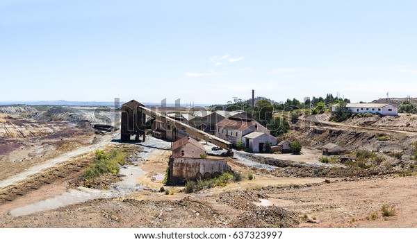 Panoramic picture 30 mega pixel of old mining\
factory in Tharsis, Huelva,\
Spain