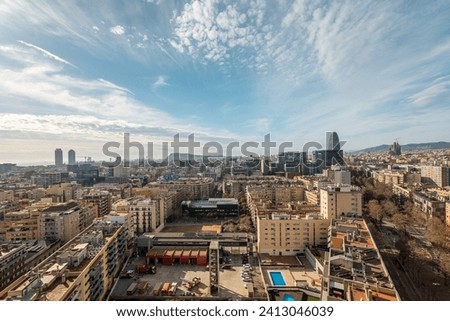 Panoramic picture of Barcelona city stretching to horizon