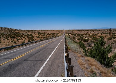 Panoramic Picture Of A Scenic Road, USA. Barren Scenery.