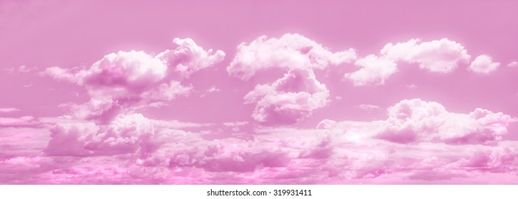 Panoramic pink sky - composition made of several toned images