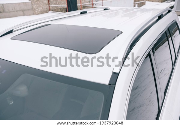 A panoramic roof in the\
car.