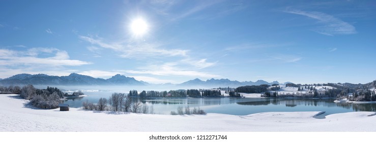 Panoramic Rural Landscape In Bavaria At Winter