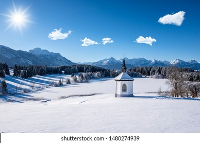 Panoramic Scene At Winter In Bavaria, Germany