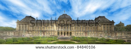 panoramic shot of the front of the royal palace in brussels, hdr processing
