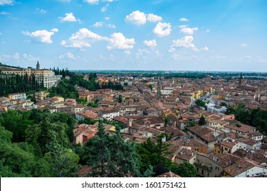 Panoramic shot from the heights of the city of Verona in Italy