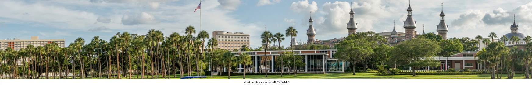 Panoramic Shot Of The University Of Tampa From The Tampa Riverwalk.