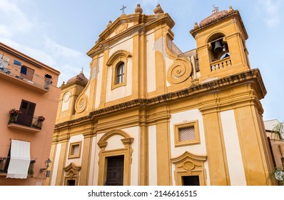 Panoramic Sights of The Mary of Perpetual Help Church (Chiesa Maria SS. del Soccorso) in Castellammare del Golfo, Province of Trapani, Italy.
