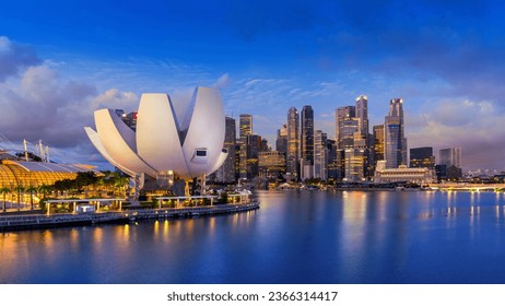 panoramic of Singapore cityscape before sunrise. - Powered by Shutterstock