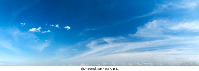 Panoramic Sky With Cloud On A Sunny Day.