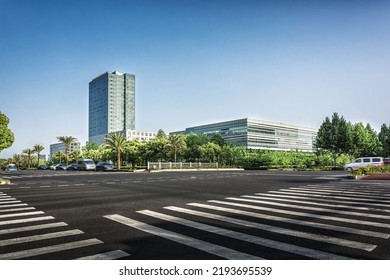 Panoramic skyline and buildings with empty road - Shutterstock ID 2193695539