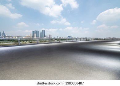 Panoramic skyline with empty road
