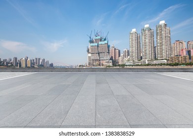 Panoramic skyline with empty road