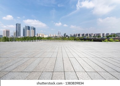 Panoramic skyline with empty road
