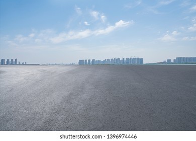 Panoramic skyline with empty road
