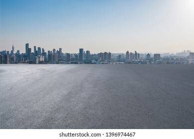 Panoramic skyline with empty road