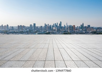 Panoramic skyline with empty road