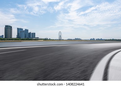 Panoramic skyline with empty road