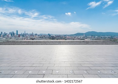 Panoramic skyline with empty road
