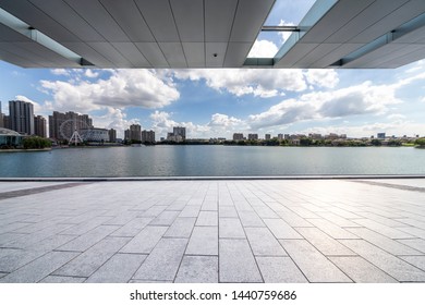 Panoramic skyline with empty road