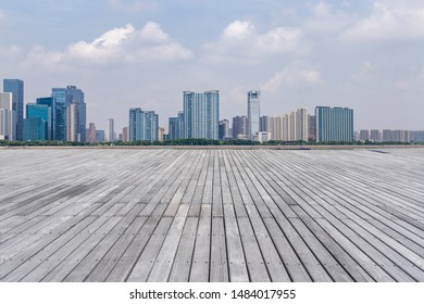Panoramic skyline with empty road