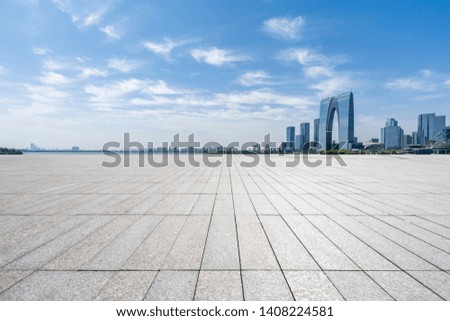 Panoramic skyline with empty road