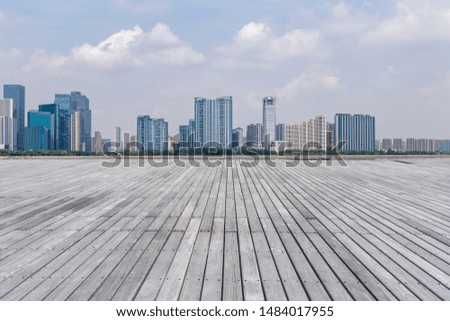 Panoramic skyline with empty road