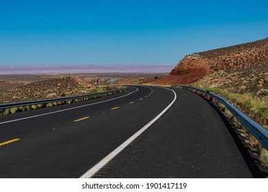 Panoramic Skyline With Empty Road. Death Valley, Highway Road