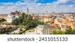 Panoramic skyline of the historic city center of Lublin, Poland