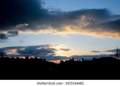 panoramic sunset cloudscape dramatic sky cityscape