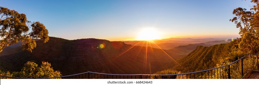 Panoramic Sunset View From The Gold Coast Hinterland, Queensland, Australia