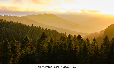 Panoramic sunset view over the mountains of the Sauerland Germany - Shutterstock ID 1909654069