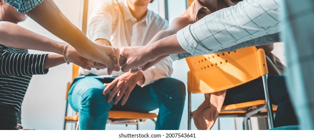 Panoramic Teamwork,empathy,partnership And Social Connection In Business Join Hand Together Concept.Hand Of Diverse People Connecting.Power Of Volunteer Charity Work, Stack Of People Hand.