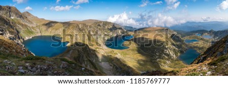 Panoramic view of 6 out of 7 Rila Lakes, Bulgaria