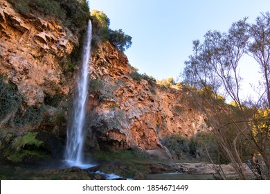 Panoramic View Of A 60 Meter High Waterfall Called 