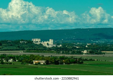 Panoramic View Of The Abbaye De Montmajour (Montmajour Abbey), Arles, Fontvieille, Bouches Du Rhône, France.